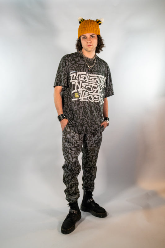 Gray Calligraphy Joggers